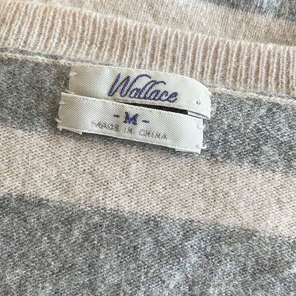 Madewell Wallace Ex Boyfriend Sweater Cashmere Wool Rabbit Gray Stripes Medium - Picture 4 of 9